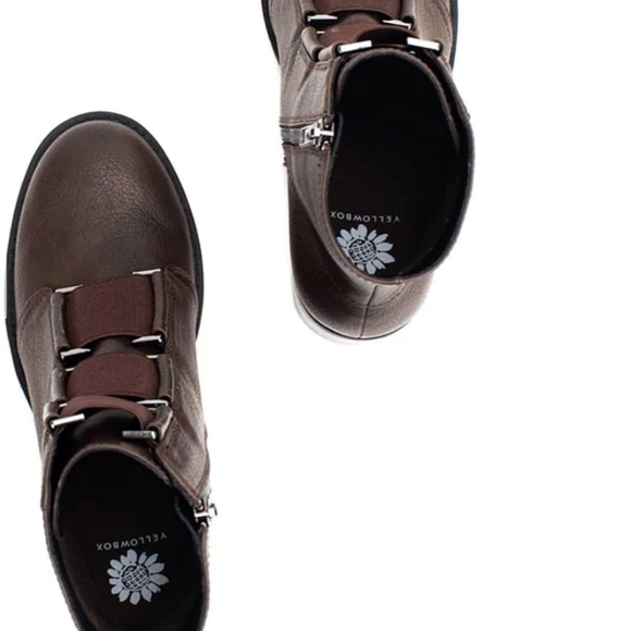 ☆FINAL PRICE☆  Yellow Box Women’s Telaviz Brown Block Heel Zip-Up Elastic Boots - Picture 2 of 5